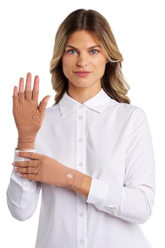 Coolibar Fingerless UV Sun Gloves - UPF 50+ Sun Protection - Ouray - color: Antique Tea, size: Small