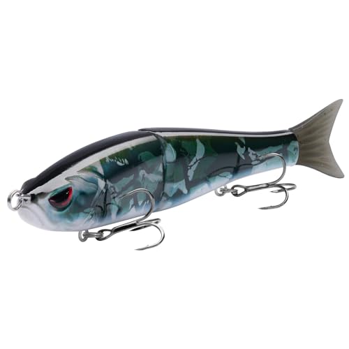 Bassdash SwimShad Glide Baits Jointed Swimbait Bass Pike Salmon Trout Muskie Fishing Lure,3-Pack - color: Brown Color Block + Fish Camo + Black Camo, size: 4.5in/0.65oz