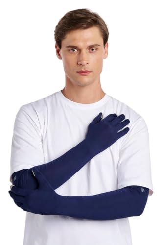 Coolibar Long Full Finger UV Sun Gloves - UPF 50+ Sun Protection - Culebra - color: Navy, size: X-Small
