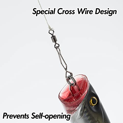 Dr.Fish 20 Pack Fishing Speed Clips with Barrel Swivel, Stainless Steel Lure Quick Clips Snap Swivels Freshwater - size: #10-31LB
