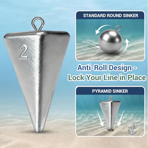 Fishing Weights Pyramid Sinkers Kit Bullet Fishing Weights Sinkers for Ocean Saltwater Surf Fishing Gear Tackle 1oz 2oz 3oz 4oz - color: 2oz-8pcs
