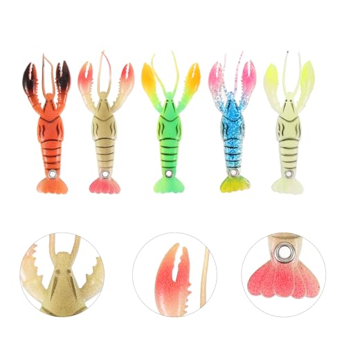 5pcs Soft Crawfish Fishing Lures Set, Wear-Resistant Artificial Baits, Life-Like Soft Plastic Baits for Freshwater and Saltwater Fishing, Suitable for Bass and Trout Anglers