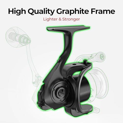 Piscifun Viper X Spinning Reels, Carbon Fiber 33LBs Max Drag, 10+1 Shielded BB, Saltwater Freshwater Spinning Fishing Reel, 5.2:1/6.2:1 - color: Green, size: 2000