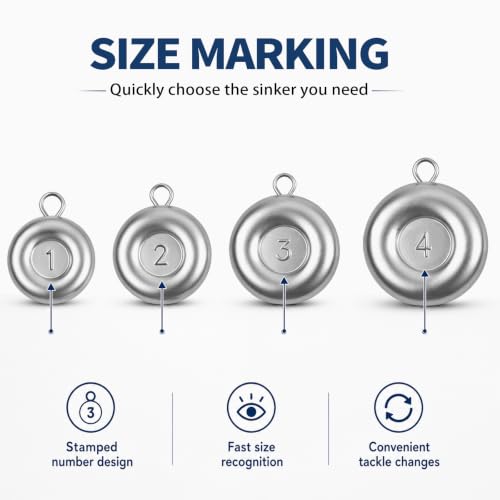 Fishing Weights, Disc Sinkers, Lead Fishing Sinkers & Weights for Saltwater & Freshwater, Flat Coin Sinkers for Bottom Fishing, Assorted Sizes - size: 1oz-15 Pcs