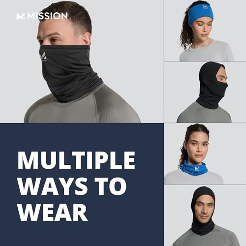 MISSION Multi-Use Neck Gaiter Face Mask for Ski & Outdoors, UPF 50, Breathable Lightweight Fabric - color: Charcoal