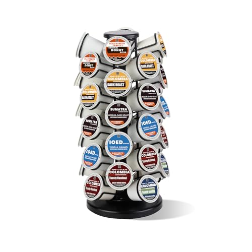K Cup Holders,K Cup Holder, K Cups Holder,K Cup Carousel, Coffee Pods Holder Storage Organizer Stand,No Assembly Required,Black (Capacity of 40 Pods, Black)