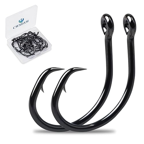 Circle Hooks Saltwater in-Line Wide Gap Fishing Hooks for Catfish 4X Strong High Carbon Steel Mustad Hooks for Tuna, Carp, Catfish,【1,1/0,2/0,3/0,4/0,5/0,6/0】-20pcs,【8/0】-12pcs,【10/0】-8pcs - size: 6/0-20pcs