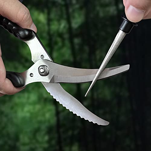 Cool Hand 4.5" Tapered Diamond Knife Sharpener Rod with Fish Hook, Gut Hook and Needle Sharpener, Grit 320/600, 2 Packs with Fine and Coarse grits, Easy to Carry, Serrated knife sharpener