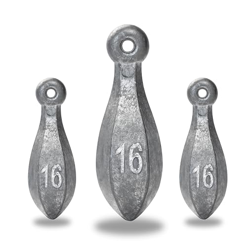 BLUEWING Bank Sinker 1LB/2LB/3LB/5LB/6LB Box Fishing Weights Saltwater Bullet Lead 1oz,2oz,3oz,5oz,8oz,10oz,12oz,16oz,32oz - style: #22 16oz, 5 Pack