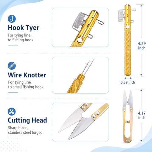 2 PCS Fishing Hook Knot Tyer Tools, Portable Aluminum Fishing Line Knot Tying Tool, Quick Knot Tyer for Fishing Hooks and Line Rigging