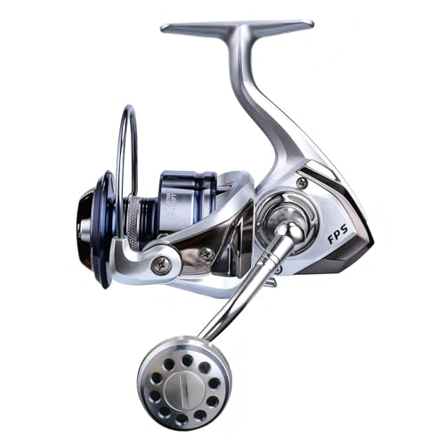 Saltwater Spinning Reel,13+1BB Ultra Smooth Saltwater Fishing Reels,Powerful Carbon Drag,CNC Aluminum Spool & Handle - color: silver&blue, size: 3000