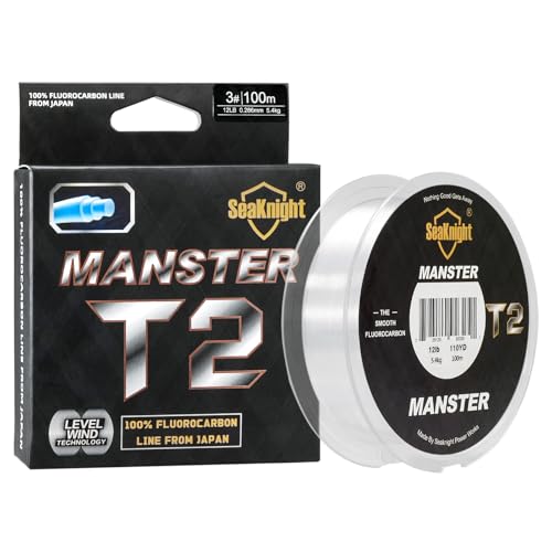SeaKnight T2 100% Fluorocarbon Fishing Line, 110YD Japanese Material Leader Line, Low Visibility High Strength Abrasion Resistant for Saltwater Freshwater Fishing (3-35LB) - size: 30LB-110YD