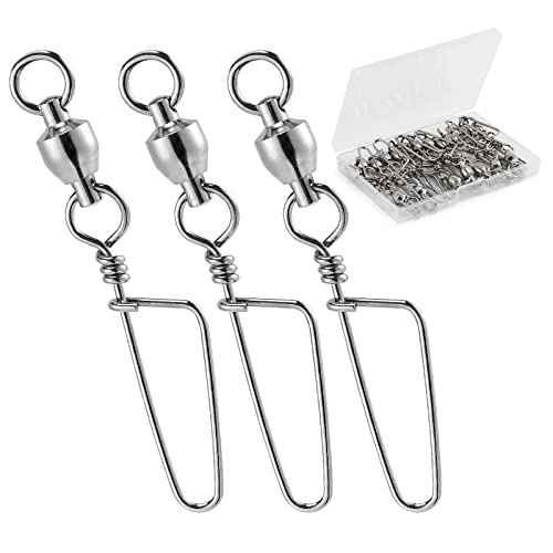 Dr.Fish 20 Pack Fishing Snap Swivels Ball Bearing Swivels Fishing Tackle Saltwater & Freshwater Coast Lock Lure Snaps Clips Terminal Tackle Line Leader Connector Accessories - size: #1-35LB-20 Pack