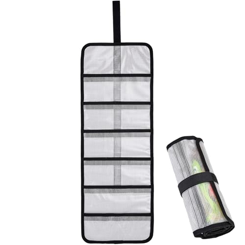 Roll Up Fishing Lure Wraps Set-Durable Lure Bag 6 Pocket PVC Protective Cover Saltwater Hook Covers Fabric Lure Protector Trolling Lure Tackle Box - color: Clear 1-pack, size: 35" X 12"