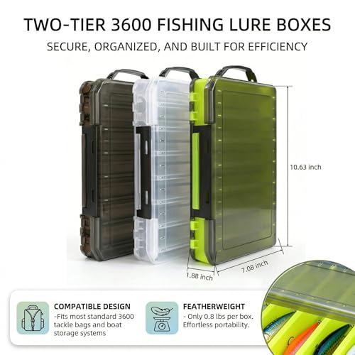 Fishing Tackle Boxes Lure Organizer: 2 Packs Hard Bait Storage Box - Double Sided Fishing Lure Case with 14 Compartments Container (White, L) - color: White