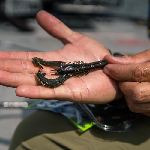 Googan Squad Krackin' Craw Soft Plastic Crawfish Bait for Bass Fishing – Patented V-Ridge Claws, Salt-Injected, Slaunch Sauce Scent (6pk) - color: Bama Bug, size: 4"