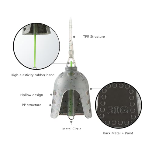 Bait Cage, Fishing Feeder Holder with Weight Openable Lure Container Long Ranges Casting for Powder Live Baits - size: Large Cage A2414 30G