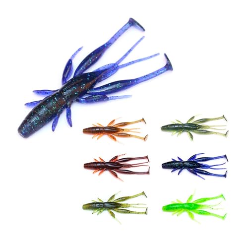 8pcs Soft Crawfish Baits Artificial Baits Floating Shrimp Lobster Baits Crayfishs Lure Swimbait Elastic Simulation Baits - color: light green 6