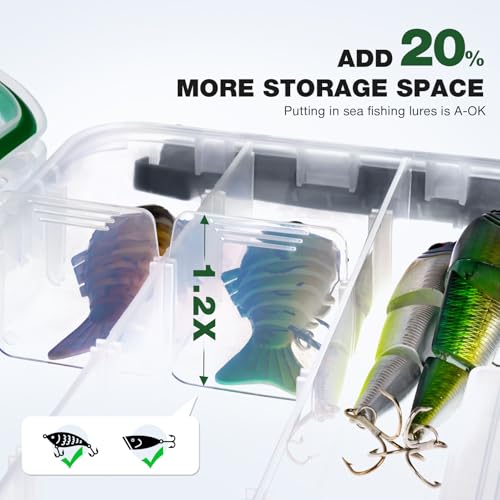 Ghosthorn Fishing Tackle Box, Waterproof 3600 and 3700 Tackle Trays, Plastic Tackle Box Organizer with Removable Dividers Storage Lure Box for Lures 3 Packs (3700 * 3) - size: 3700*3