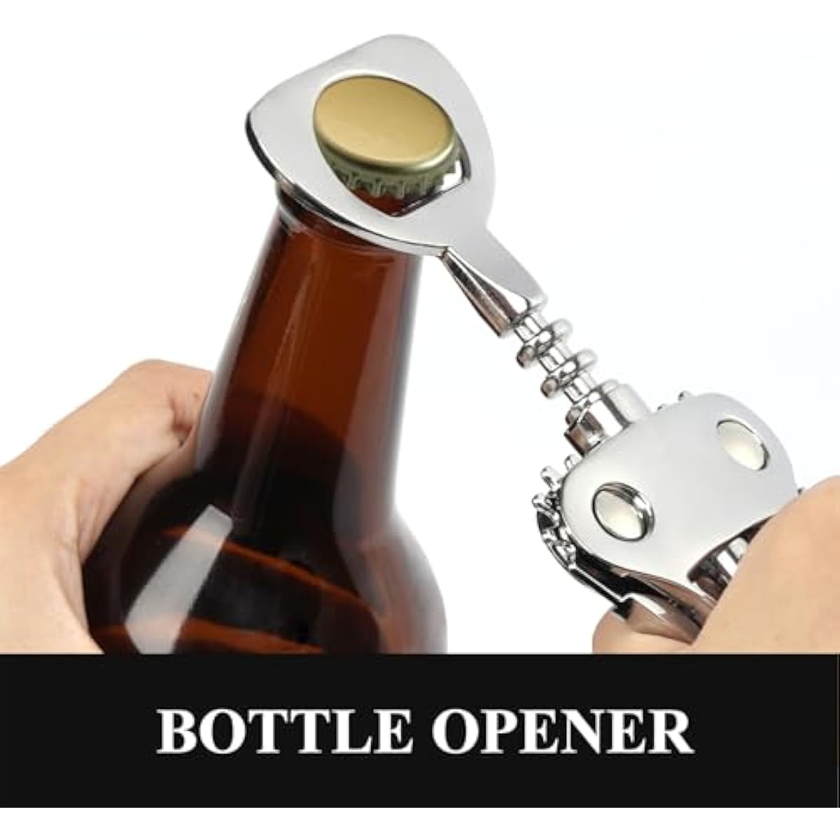 KORCCI Wine Opener, Heavy-Duty Zinc Alloy Wing Corkscrew, Premium Beer Bottle Opener, Multifunctional Wine Accessories with Ergonomic Handle and Sharp Screw, for Kitchen, Bar, Restaurant, Bartenders