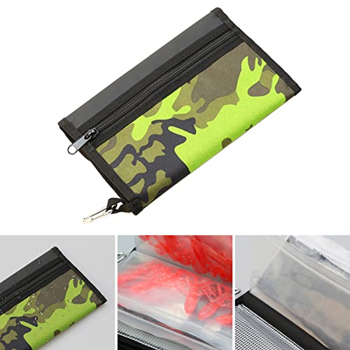 Froiny Fishing Soft Lure Storage Bag Waterproof Fishing Baits Binder Fly Fishing Leader Tackle Wallet Bag with Carabiner Fishing Tackle Backpack