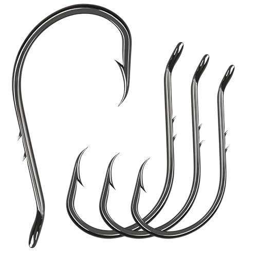 9KM DWLIFE Octopus Fishing Hooks, Double Barbed High Carbon Steel Hooks | Corrosion-Resistant Baitholder Circle Hooks with Sharp Points for Bass, Catfish, Walleye, Trout and Saltwater Fishing - size: 2/0#-100pcs