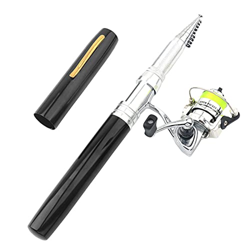 Lixada Fishing Rod Reel Combo Mini Pen Fishing Pole Kit Telescopic Fishing Rod Spinning Reel Combo Kit - color: Black, size: 2.4 m