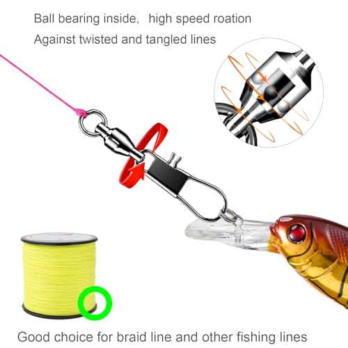 AMYSPORTS Steel Stainless Snap Swivels Saltwater Ball Bearing Fishing Swivel Lure Connector Barrel Swivels Fishing Tackle Black Nickel - size: size3 (37.9lb) 50 pcs