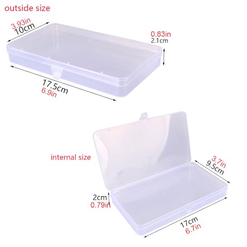 Gebildet 4 Pcs Clear Plastic Storage Box, Rectangular Containers Case with Lid, for Pills, Jewellery, Herbs, Tiny Bead, Craft Items - size: 17.5×10×2.1cm