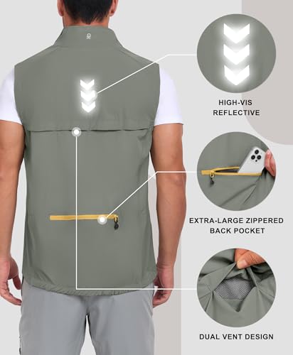 Little Donkey Andy Men's Lightweight Quick Dry Vest Packble Outerwear Sleeveless Windproof Jacket for Golfing Cycling Running - color: Laurel Oak, size: Small