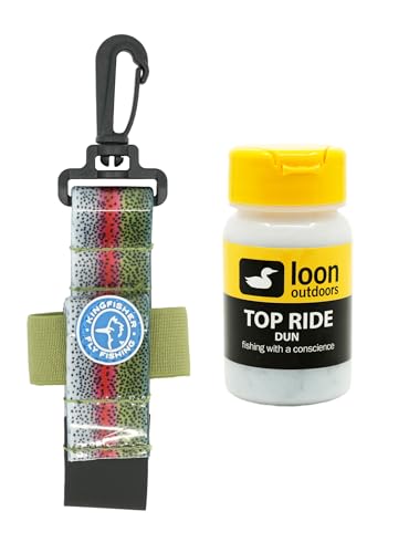 Loon Outdoors Top Ride Dun Powder Dry Fly Floatant with Kingfisher Dry Shake Holder - color: Rainbow Trout
