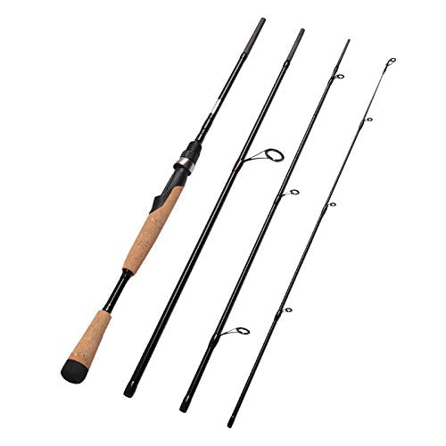 Fiblink 4 Pieces Travel Spinning Rod Medium Carbon Spinning Fishing Rod Portable Fishing Rod - size: 8' Medium Heavy