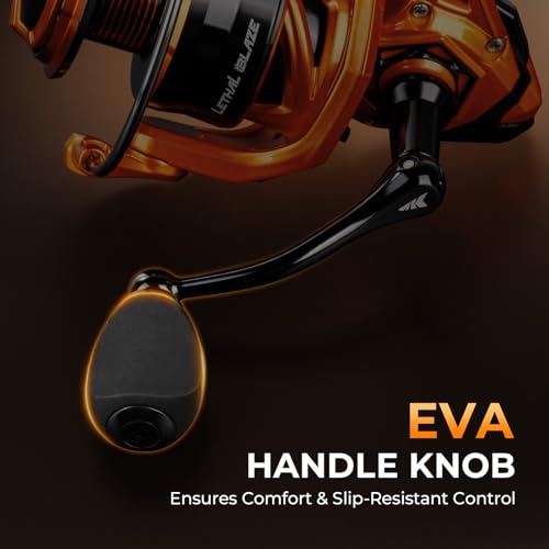 KastKing Lethal Blaze Spinning Fishing Reel, 17.6LBs Max Drag, 5.2:1 Gear Ratio, Ultra-Smooth Freshwater & Inshore Spinning Reel, CNC Aluminum Spool, Ideal for Bass & Trout Fishing - size: 4000