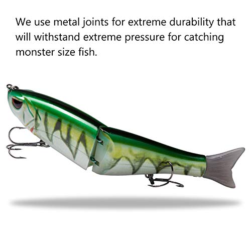 Bassdash SwimShad Glide Baits Jointed Swimbait Bass Pike Salmon Trout Muskie Fishing Lure,3-Pack - color: Rainbow Trout + Striper + Firetiger, size: 7in/2.2oz
