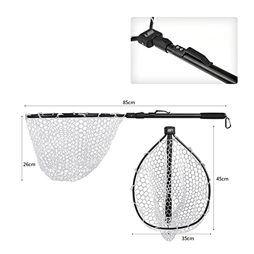 Foldable and Retractable Fishing net Fly Fishing Net Mesh Wooden Handle Nylon/Rubber Landing Net Catch and Release Holder Basket Combo Kit Trout FishingTools Easy to Carry and Storage