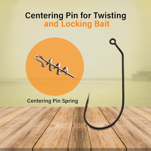 Reaction Tackle Swimbait Hooks for Bass Fishing - Soft Plastic Fishing Hooks with Centering Spring pin for Soft Plastic Swim Baits and Worm Lure Baits - size: #2/0