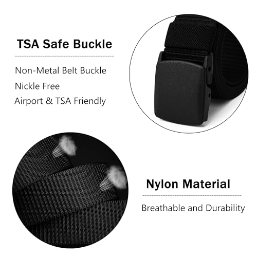 Mile High Life | Nylon Web Belt | Outdoor Military Belt | TSA Safe Buckle Plastic/Metal - color: Black-brown-olive