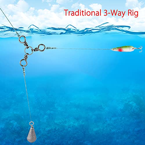 Dr.Fish 50 Pack 3 Way Swivel Fishing Tackle 30-220Lb Catfish Swivels Three Way Rigs Freshwater Saltwater Catfish Tackle - size: #6(33Lb)-50 Pack
