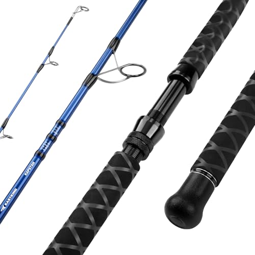 KastKing Kapstan Saltwater Spinning Rod, Boat & Surf Fishing Rod, Lightweight S-Curve Graphite Blanks, Stainless-Steel Double-Foot Guides, Aluminum/Graphite Locking Reel Seat, 2-Piece PTS Rod - style: Spin-7'0"-m-m