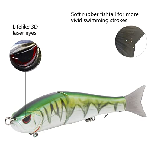 Bassdash SwimShad Glide Baits Jointed Swimbait Bass Pike Salmon Trout Muskie Fishing Lure,3-Pack - color: Rainbow Trout + Striper + Firetiger, size: 7in/2.2oz