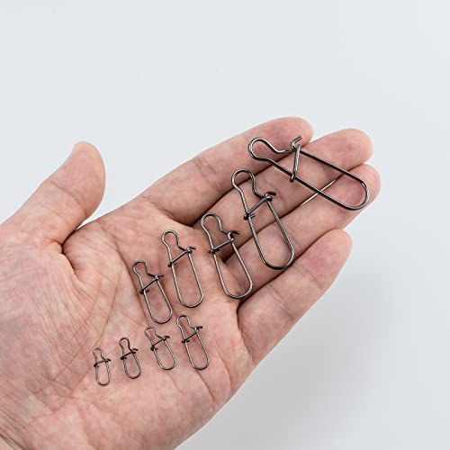 Dr.Fish 100 Pack Duo Lock Fishing Snaps Stainless Steel 26-220LB Lure Snaps Freshwater Saltwater Quick Change Speed Fishing Line Weights Clips - size: #2-55LB-100 Pack