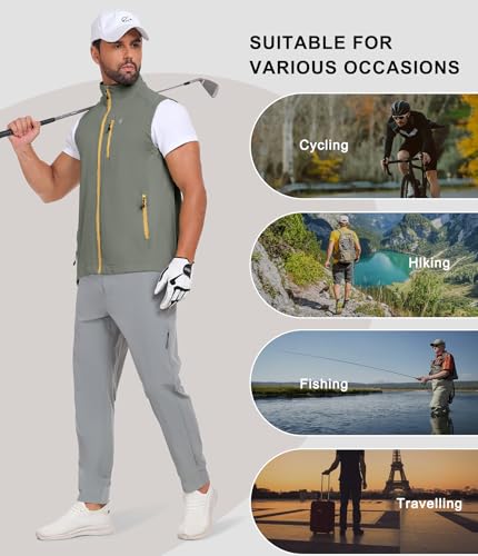Little Donkey Andy Men's Lightweight Quick Dry Vest Packble Outerwear Sleeveless Windproof Jacket for Golfing Cycling Running - color: Laurel Oak, size: Small