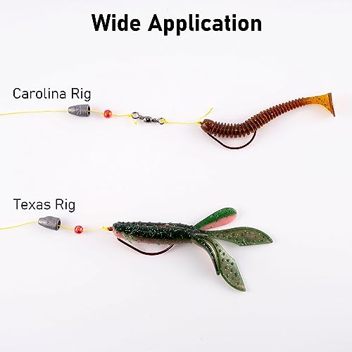 Dr.Fish EWG Hooks Bass Fishing Worm Hooks Extra Wide Gap Freshwater Fishing Carolina/Texas Rig - color: Red, size: #2-50 Pack