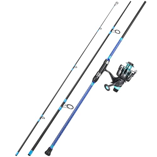 Sougayilang 3 Piece Baitfeeder Combo Surf Fishing Rod Combo Medium/Heavy Travel Spinning Rod with 4000 Size Reel (9'/10'/11'/12') - size: 9'0"