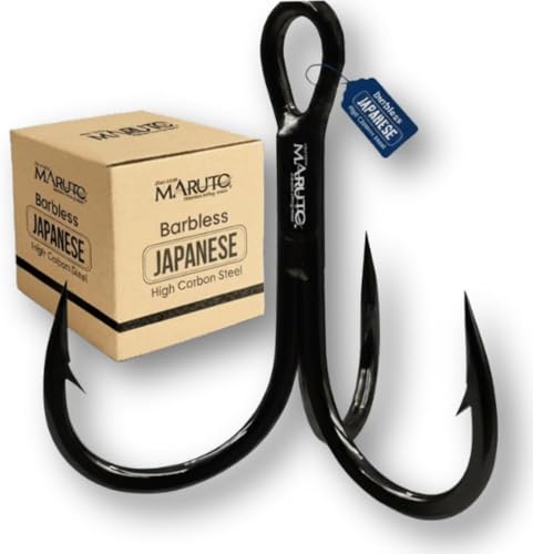 Maruto Barbed Treble Hooks for Effective Fishing | Small & Large Triple Hooks for Lures | Replacement Sharp Strong Hooks, Sizes 1, 2, 3, 4, 5, 6, 8, 10, 12. - size: 1 - 9 Hooks (Angler Pack)