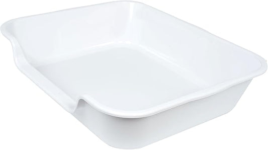 1 Pack of Extra Large Cat Litter Box (ABS Material), Low Entry Senior Litter Pen for Geriatric Kitty Big Cats, Jumbo Pet Safe Litter Boxes Tray for Indoor Pets Potty (White, 24" L x 20" W)
