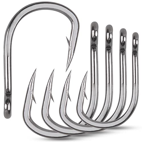 Saltwater Live Bait Fishing Hooks- 35pcs Inline Circle Hooks Catfish Bait Fish Hooks 2X Strong Stainless Steel Hooks for Big Game Fishing 1/0-12/0 - size: 11/0-35pcs