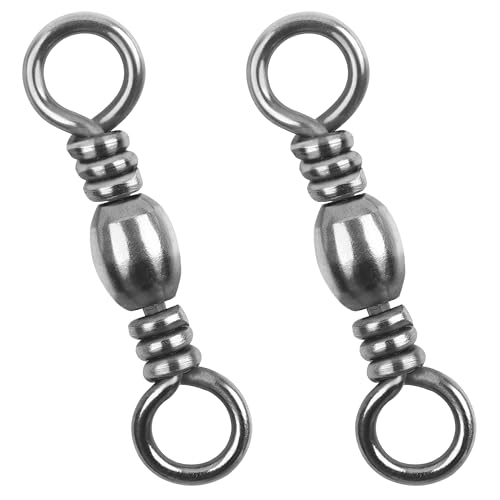 Barrel Swivels Fishing Tackle, 50/100pcs Rolling Ball Bearing Fishing Swivels with Stainless Steel Solid Ring Fish Line Connector Accessories for Saltwater Freshwater - size: 6# - 59 LB