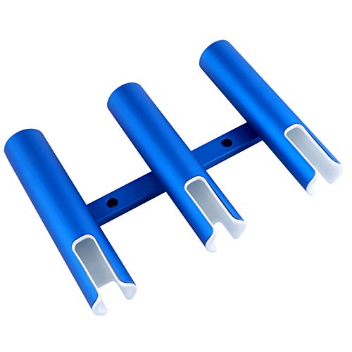 Aluminium Wall-Mounted Fishing Rod Holder for Boat, Garage & Marine - Holds Rods & Poles - color: Large Blue 3 Tubes