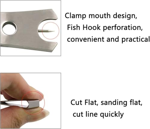 2Pcs Black Silver Fishing Line Cutter Nipper with Hook Eye Cleaner Pin Stainless Steel Fishing Line Scissors Cutting Tool Fishing Line Cutter Nipper with Hook Multi Functional Accessories（51*11.5mm)